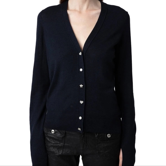 NWT Zadig & Voltaire Merino Wool Jewel Cardigan XS - Picture 1 of 6